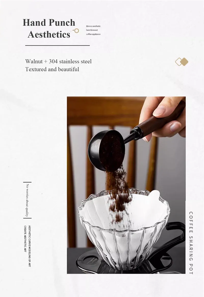 Walnussgriff Kaffeelöffel Langer Griff Kaffeebohnenlöffel Kurzer Griff Edelstahl Kaffeepulver Messlöffel Küchenwerkzeug – Detail 3