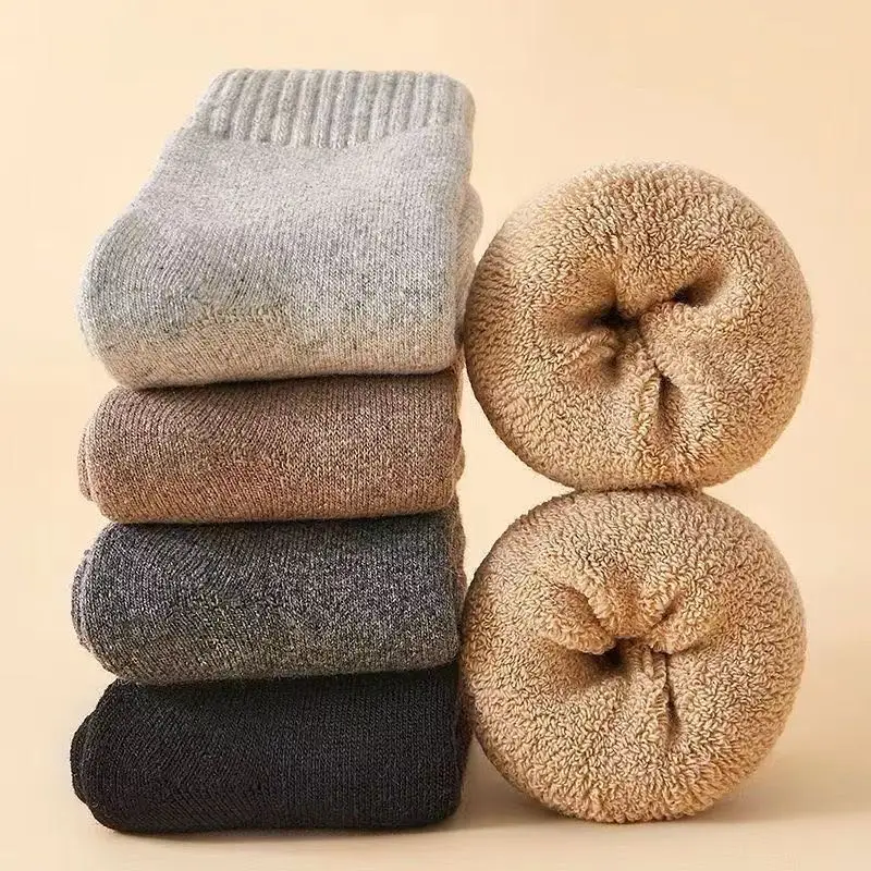 Men's Winter Merino Wool Warm Thick Snow Socks - 4 Pairs Pack
