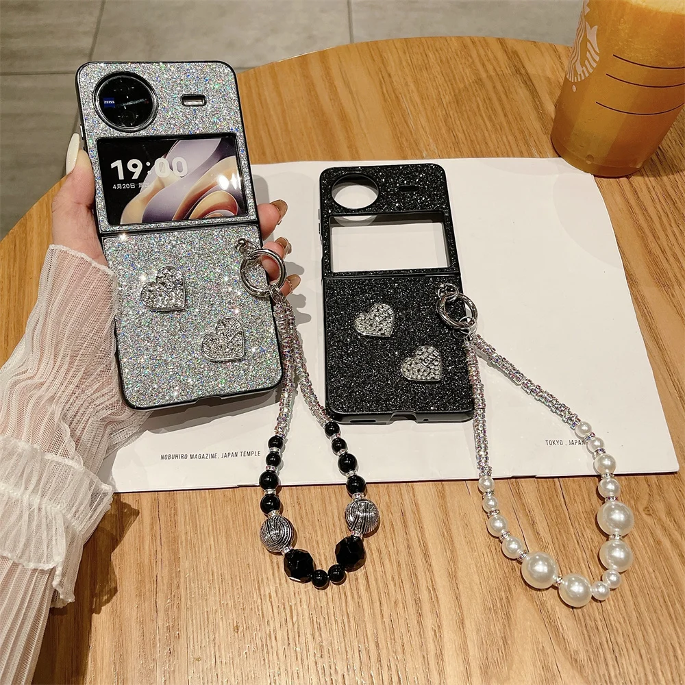 

Shiny Colorful Phone Case For VIVO X Flip Solid Color Love Bracelet Protective Cover Shell