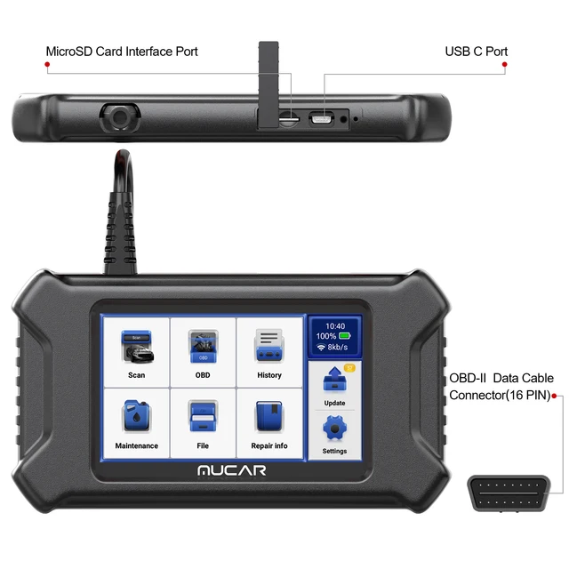 MUCAR CS6 OBD2 Scanner Valise Diagnostic Auto Voiture EPB SAS TBA TPMS ABS  FR EUR 168,99 - PicClick FR