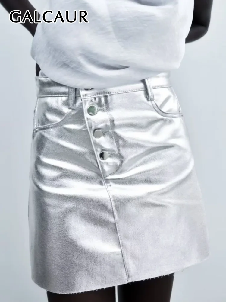

GALCAUR Streetwear Summer Short Skrit For Women High Waist A Line Patchwork Pockets Fashion Slimming Mini Skrits Female 2023 New