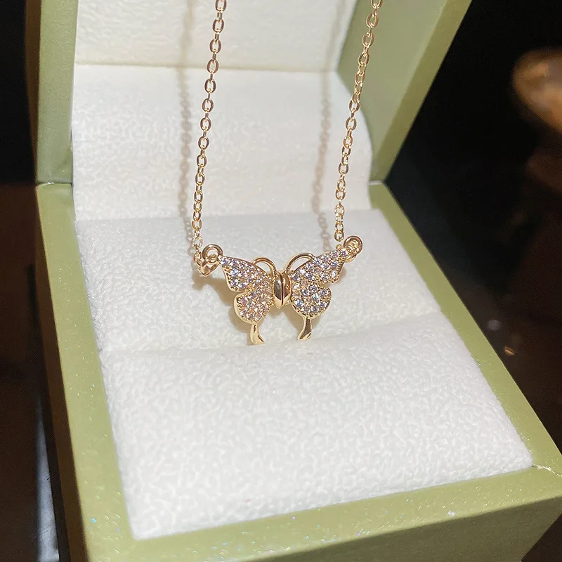 Stainless Steel Zircon Butterfly Necklace for Women Jewelry Party Premium Gift velvet choker necklaces lace necklace childrens necklace snake necklace metal choker necklace lace choker necklaces necklace making supplies