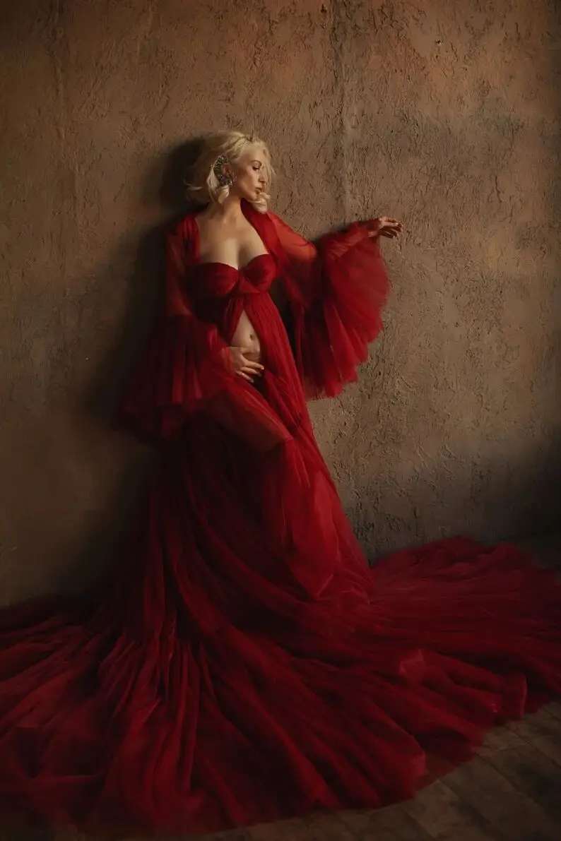 Sexy Red Two Pieces Velvet Women Sleepwear Bathrobe Lace Kimono Dressing Gown Lingerie Bath Robe