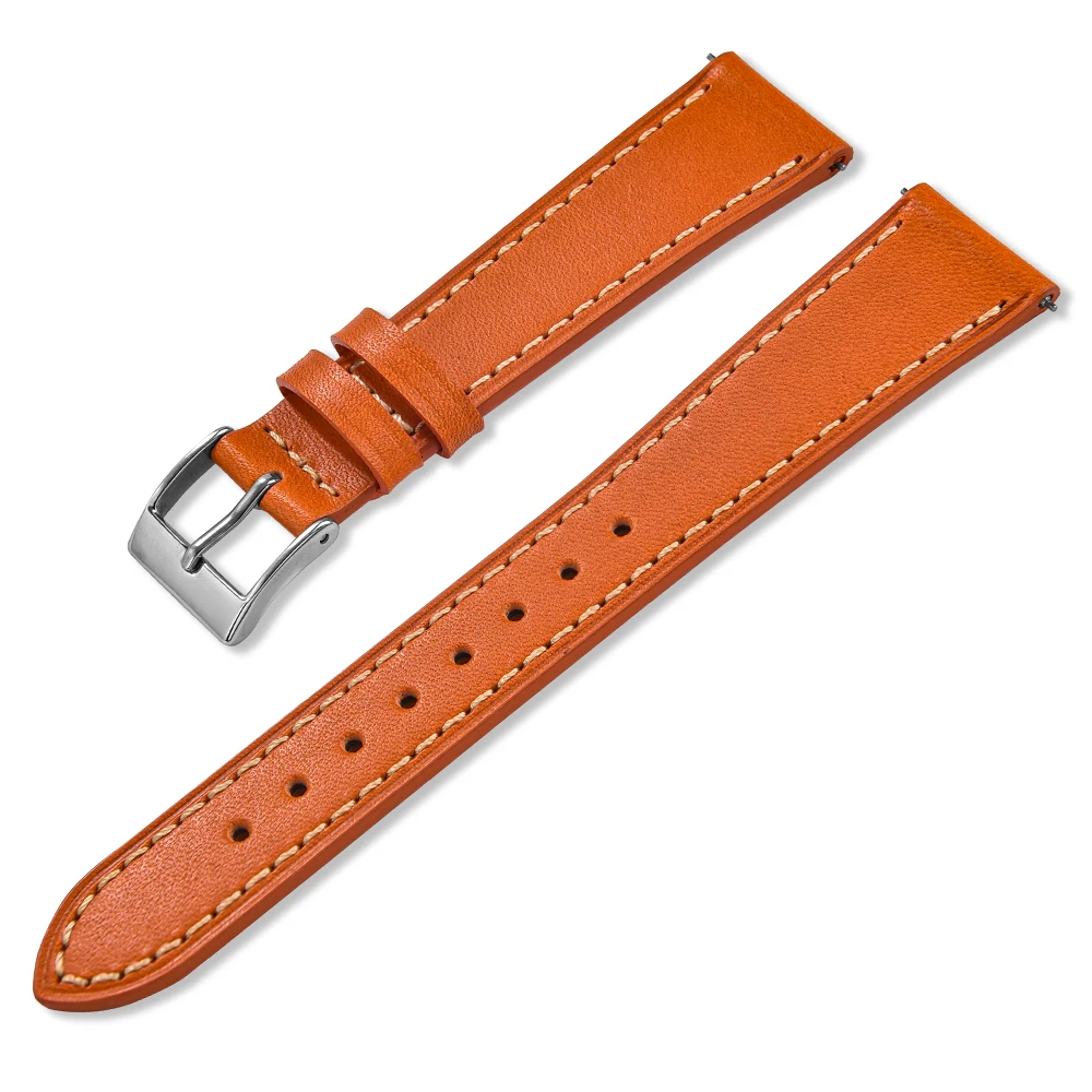 Elegant Leather Watch Strap with Exquisite Stitching - Skin-Friendly and Supple Unisex Replacement Band