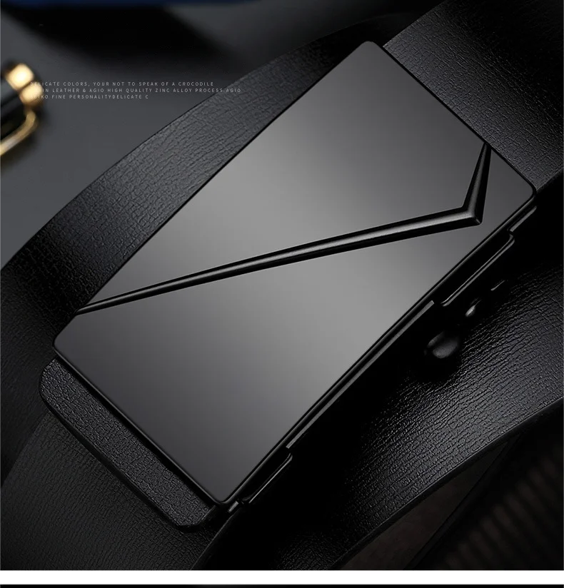 DINISITON Men PU Leather High Quality Automatic Buckle Belt Black Metal Luxury Leather Fashion Business Belt