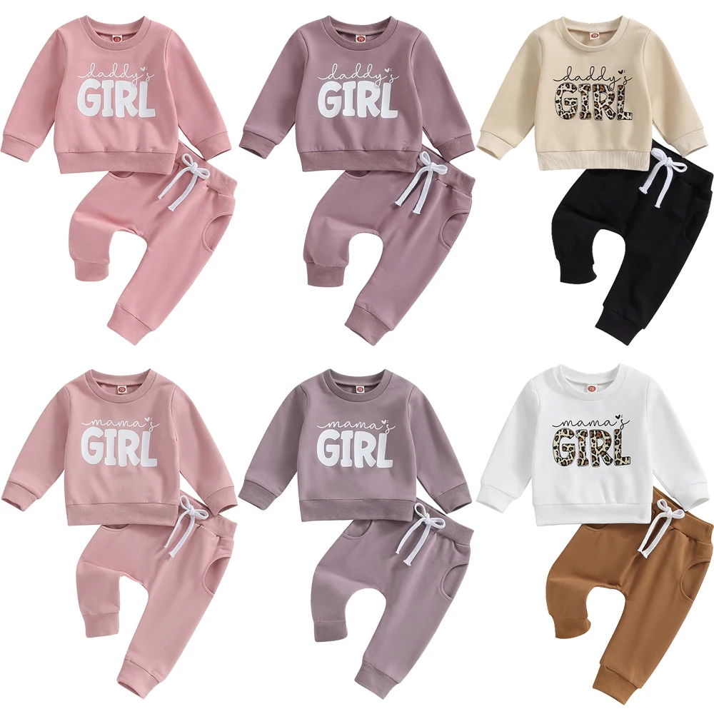 Toddler Baby Girls Clothes Sets Daddys Girl Letter Print Long Sleeve