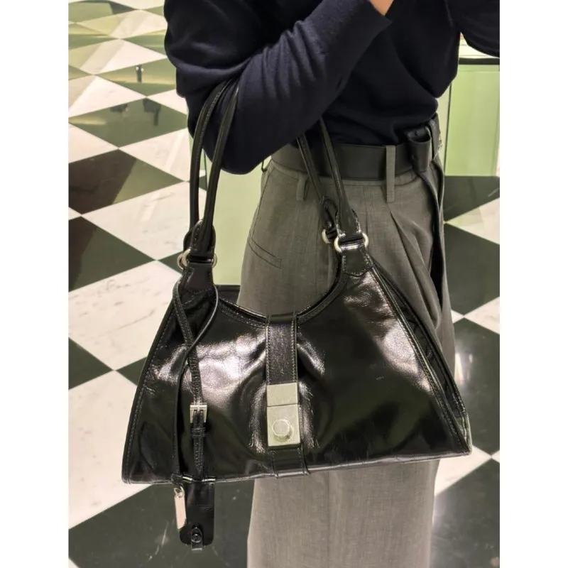 JIAERDI Vintage Black Shoulder Bags Women Retro New Pu Leather Large Capacity Underarm Bag Female Fashionable Y2k Handbag Purse
