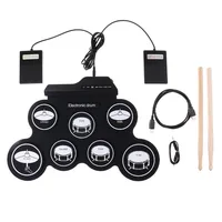 Batterie électronique avec USB, batterie en silicone enroulée, compacte portable électrique pliable numérique, pratique manuelle avec pédale 6