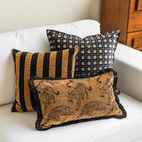Housse de coussin de luxe légère, taie d'oreiller lombaire avec bordure noire, pour maison, hôtel, lit, salon, vacances françaises du sud 3