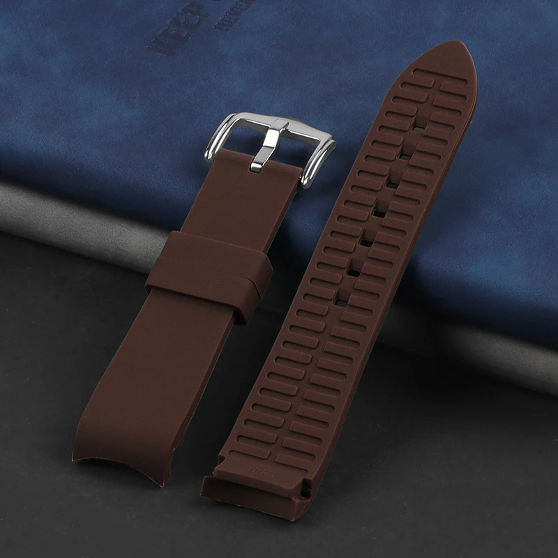 Sport Waterproof Rubber Silicone Wrist Strap with Curved End - Universal Design for Men and Women Accessories
