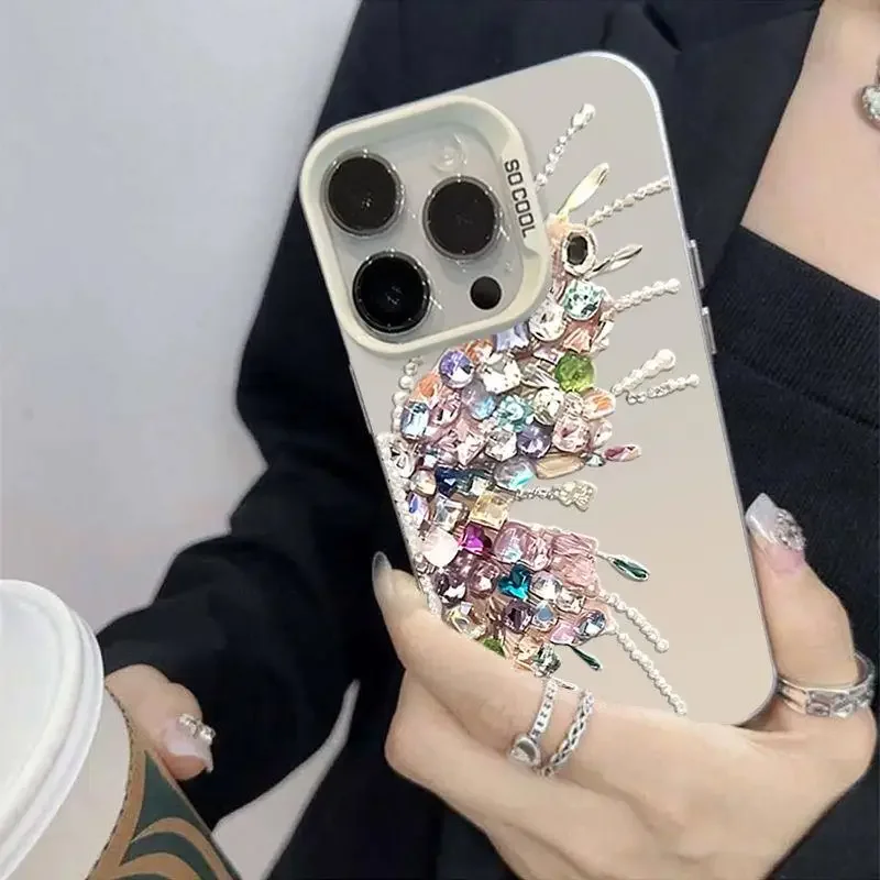 3D Diamond Butterfly Plating Matte Hard Phone Case