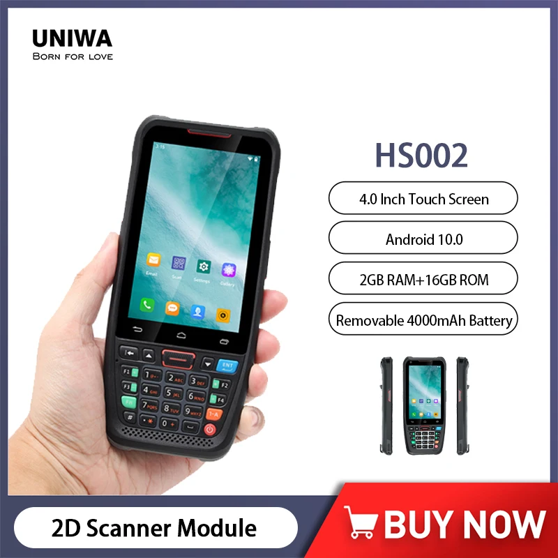 Uniwa Hs002 Sottile Palmare Cellulare 2D Scanner Laser 2Gb + 16Gb 4 Pollici Smartphone Android 10 Per Codice Qr Pda Codici A Barre Cellulari