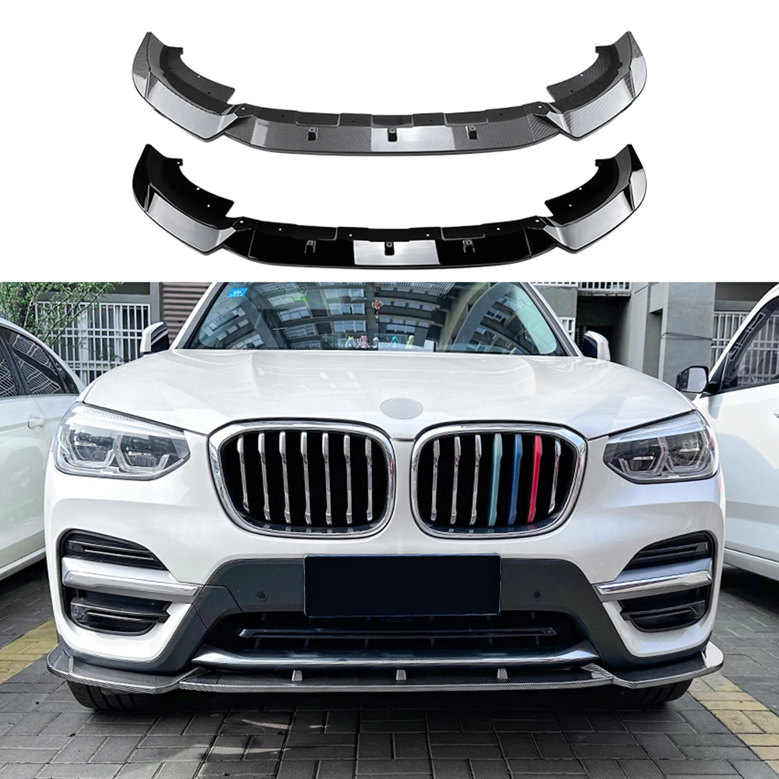 

Front Bumper Spoiler Lip For BMW X3 G01 X4 G02 06.2018-2021 Normal Version Gloss Black/Carbon Fiber Look Lower Splitter Blade