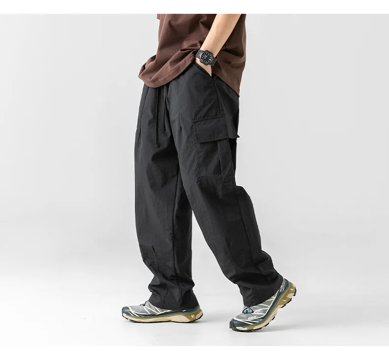 Men's pleated design cargo pants men's spring new outdoor loose three-dimensional pocket casual pants