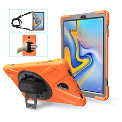 Durable 360° Rotating Tablet Stand Case with Hand & Shoulder Strap for Tab A 9.7 T550 T555 (Orange)