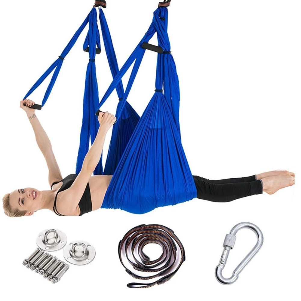 Yoga Hammock Full Set Aerial Yoga Hammock+Hanging Belt+Ceiling Plates Anti-Gravity Nylon Pilates Flying Swing Home GYM Fitness 2.5*1.5m