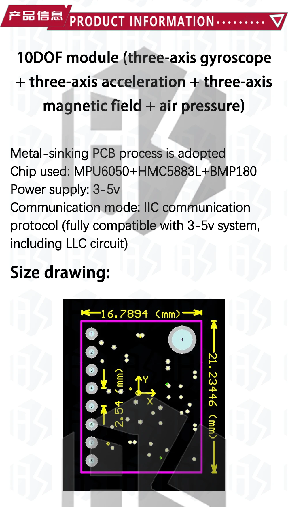 1 ~ 5PCS GY-87 10DOF Modul MPU6050 QMC5883L BMP180 GY87 Sensor Modul GY 87 Für Arduino – Detail 2