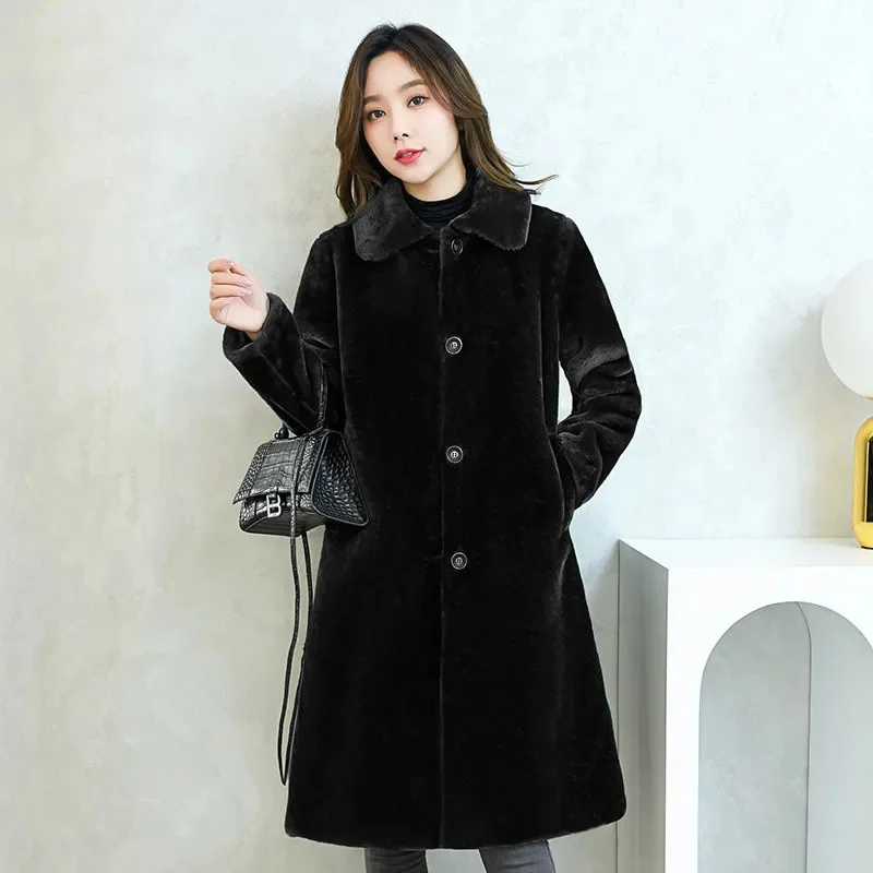 Spring Autumn Imitation Mink Fur Coat Women's  Autumn Winter Lmitation Fur Coat Lmitation Mink Fur Coat Women's Large New Style