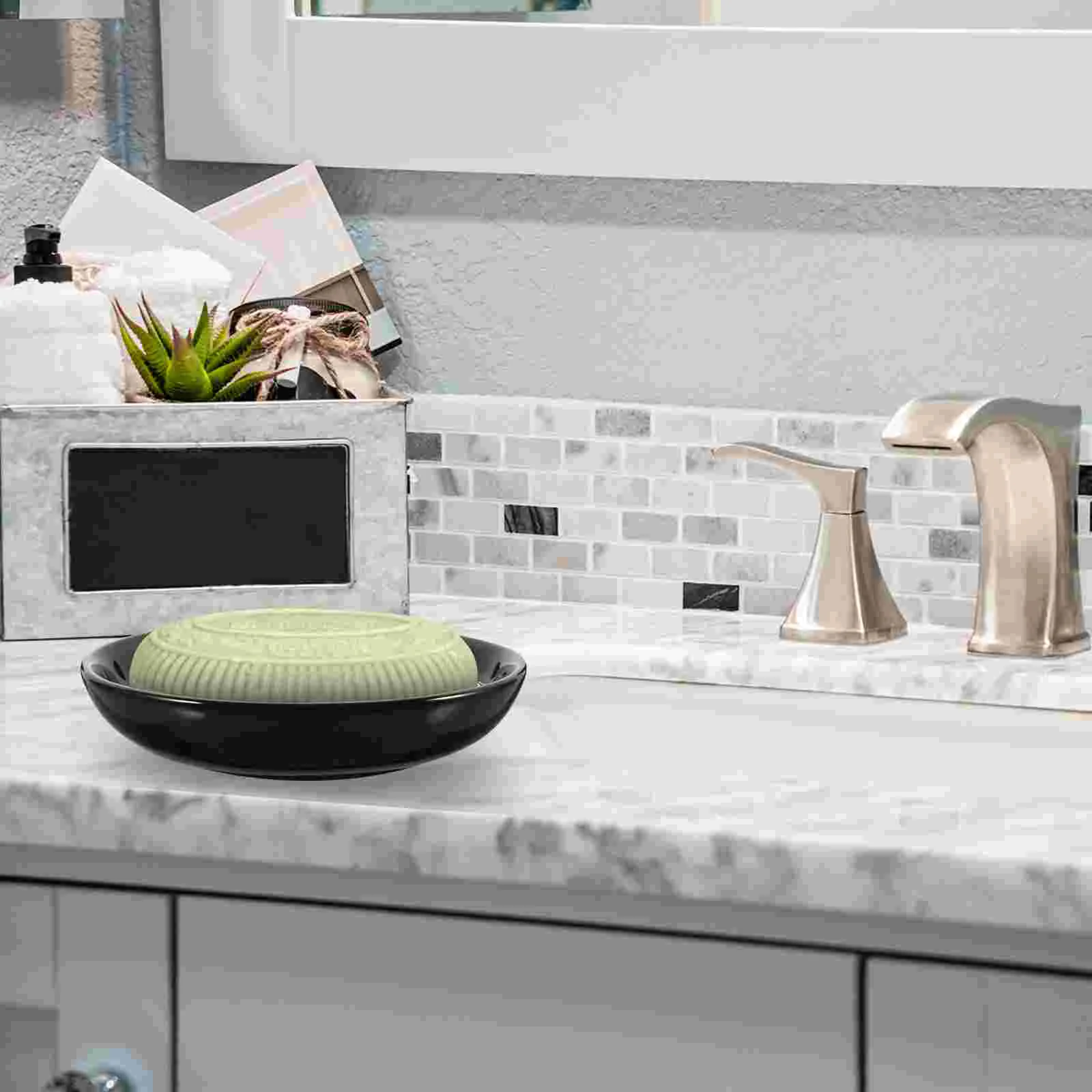 

Nordic Ins Bronzing Marble Oval Ceramic Soap Dish Storage Tray Black Bathroom Decor Bar for Holder Ceramics Container