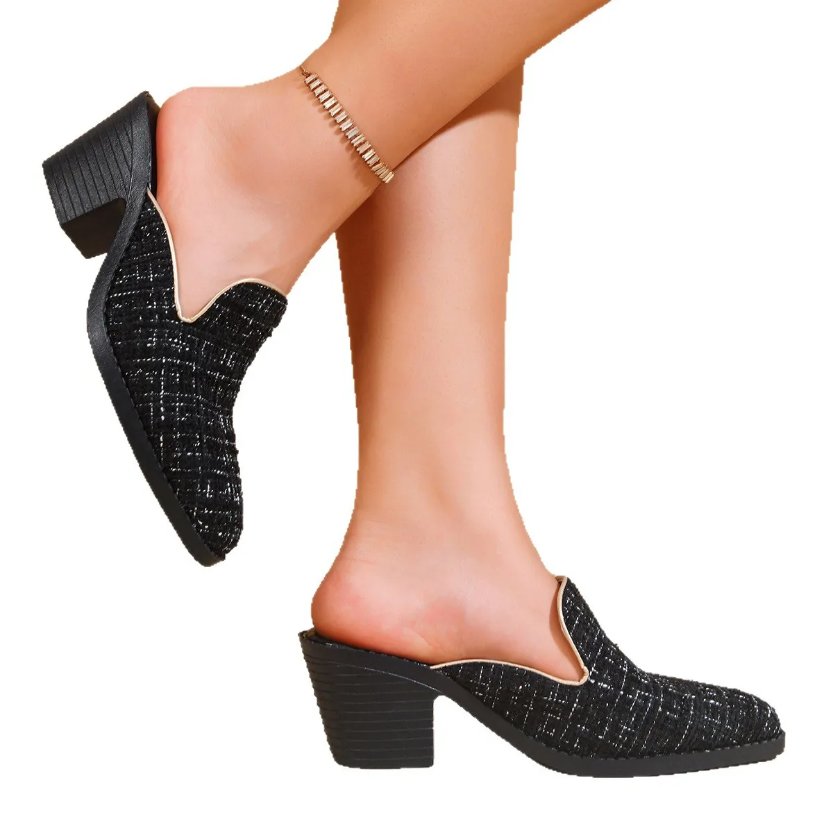 2025 Fashion Women's Closed Toe Sandals Spring Autumn Low Heel Slippers & Dressy High Heel Pumps Versatile Ladies Shoes