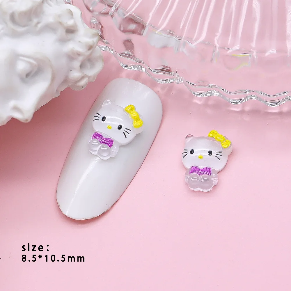 헬로키티 인조 네일 부품, DIY 쥬얼리 장식, 매니큐어 애니메이션 소녀 액세서리, 장난감 스티커, 네일 참 선물, 50 개