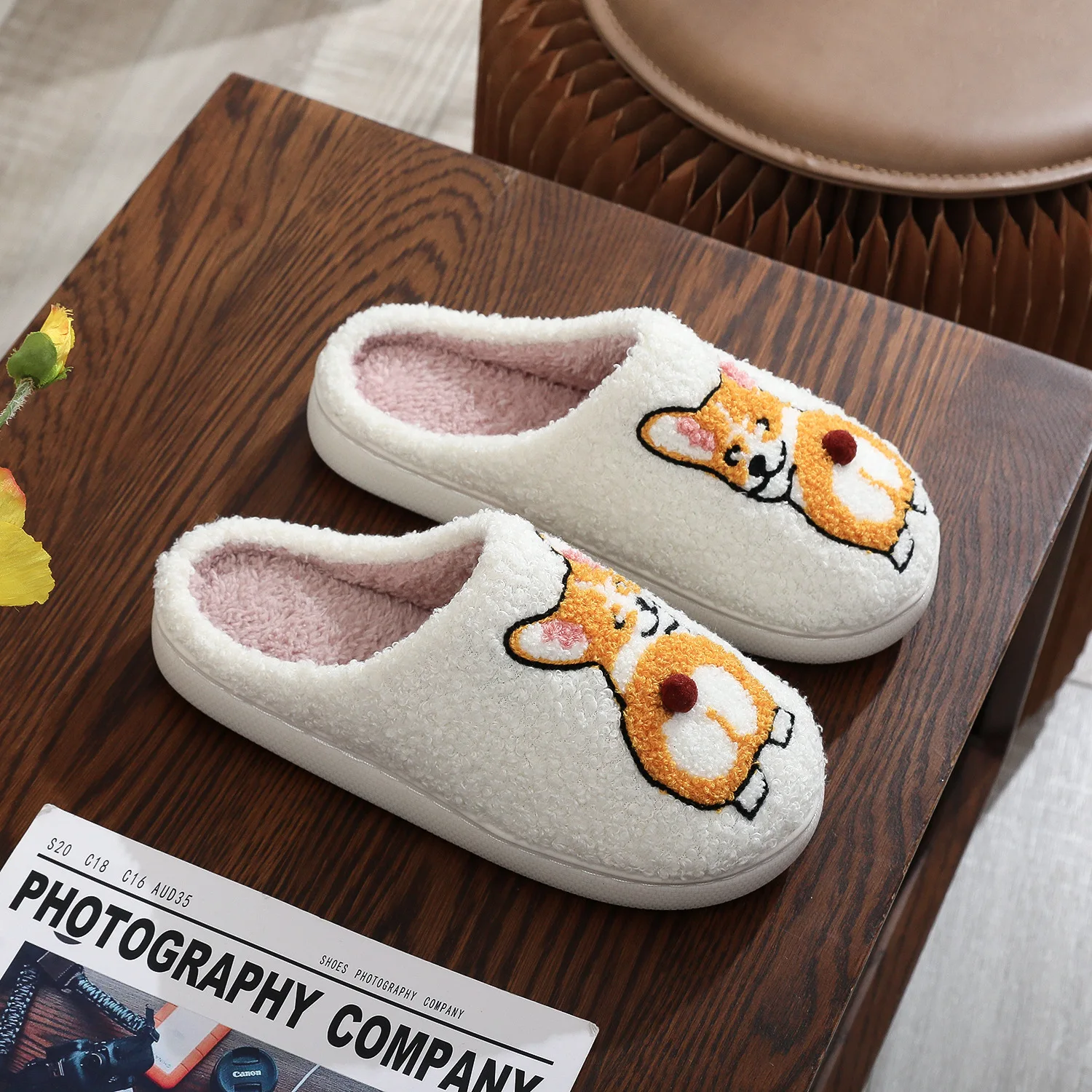 Indoor-Baumwollpantoffeln für Herren und Damen, Herbst-Winter-Hausschuhe, niedliche Cartoon-bestickte, flauschige Hausschuhe für Paare – Detail 30