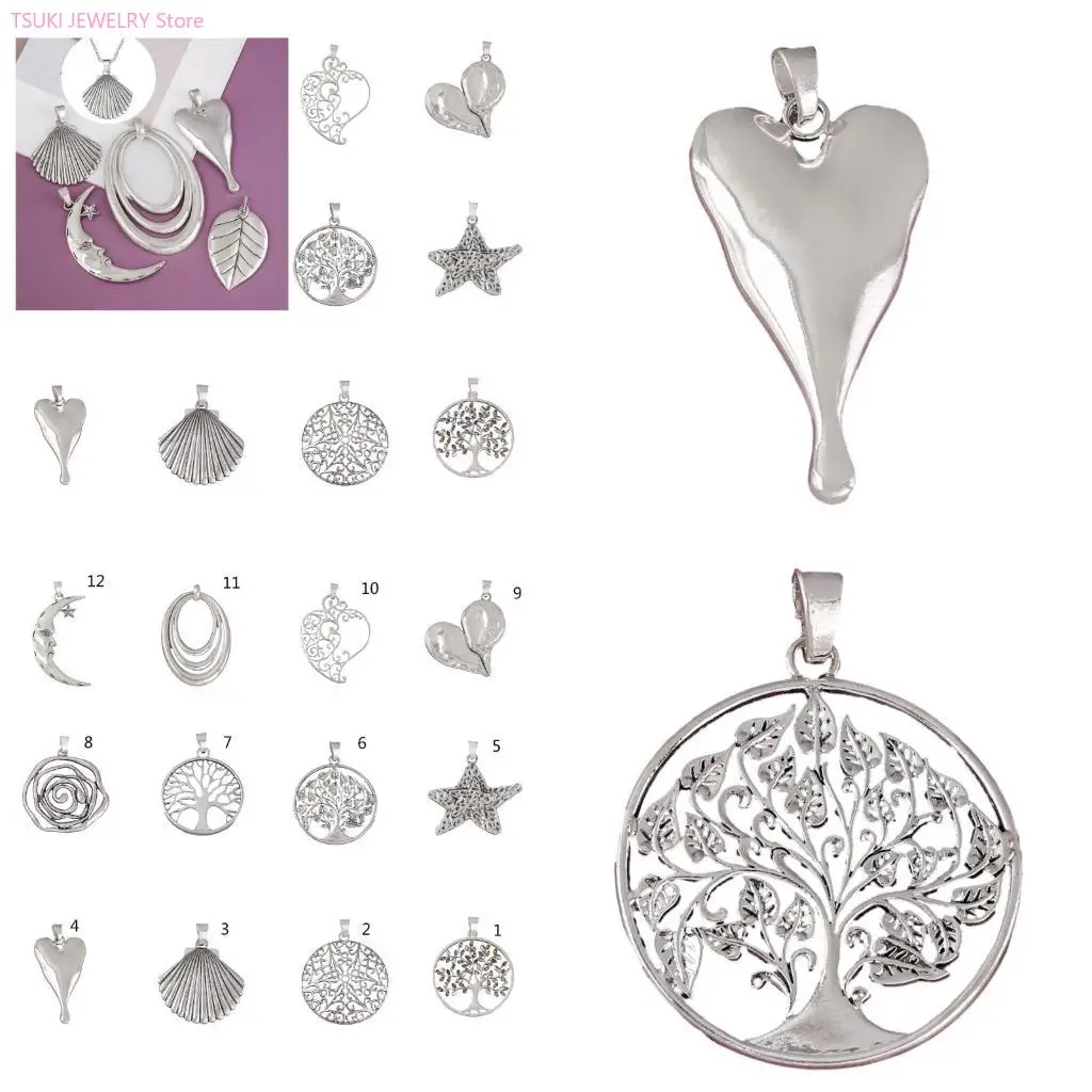 62Ke Silber Color Hohlbaumherz -Zauberanhänger für Schmuck DIY -Halskette machen