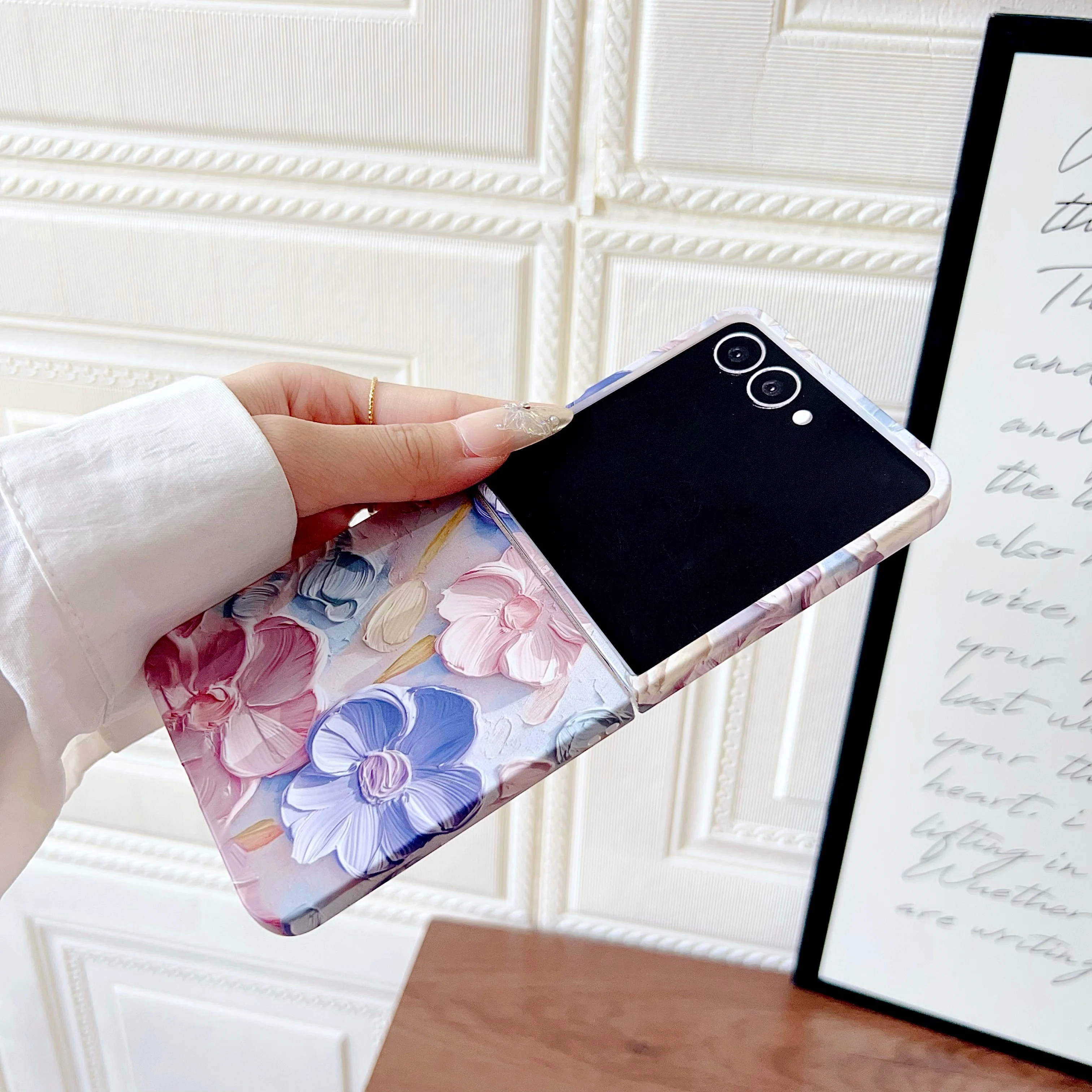Fresh Flowers Embossed Feel Shockproof Hard PC Cover Case