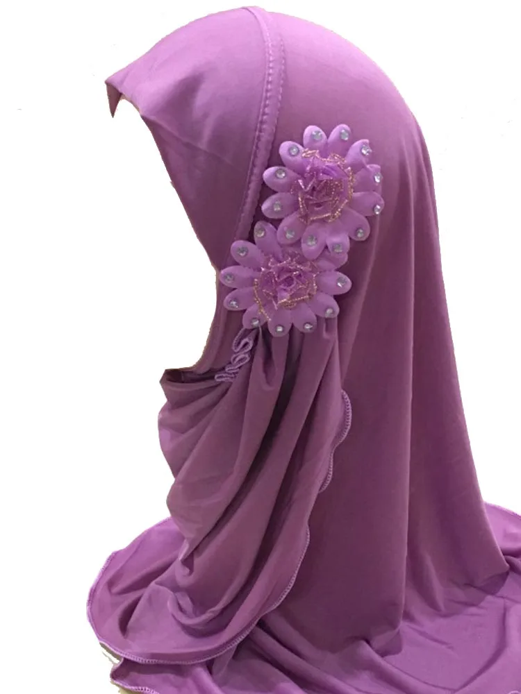 BOHOWAII Instant Hijabs for Muslim Girl 2-7years Turbans Prayer Underscarf Kids Hijab Enfilable Ready To Wear Arab Cap