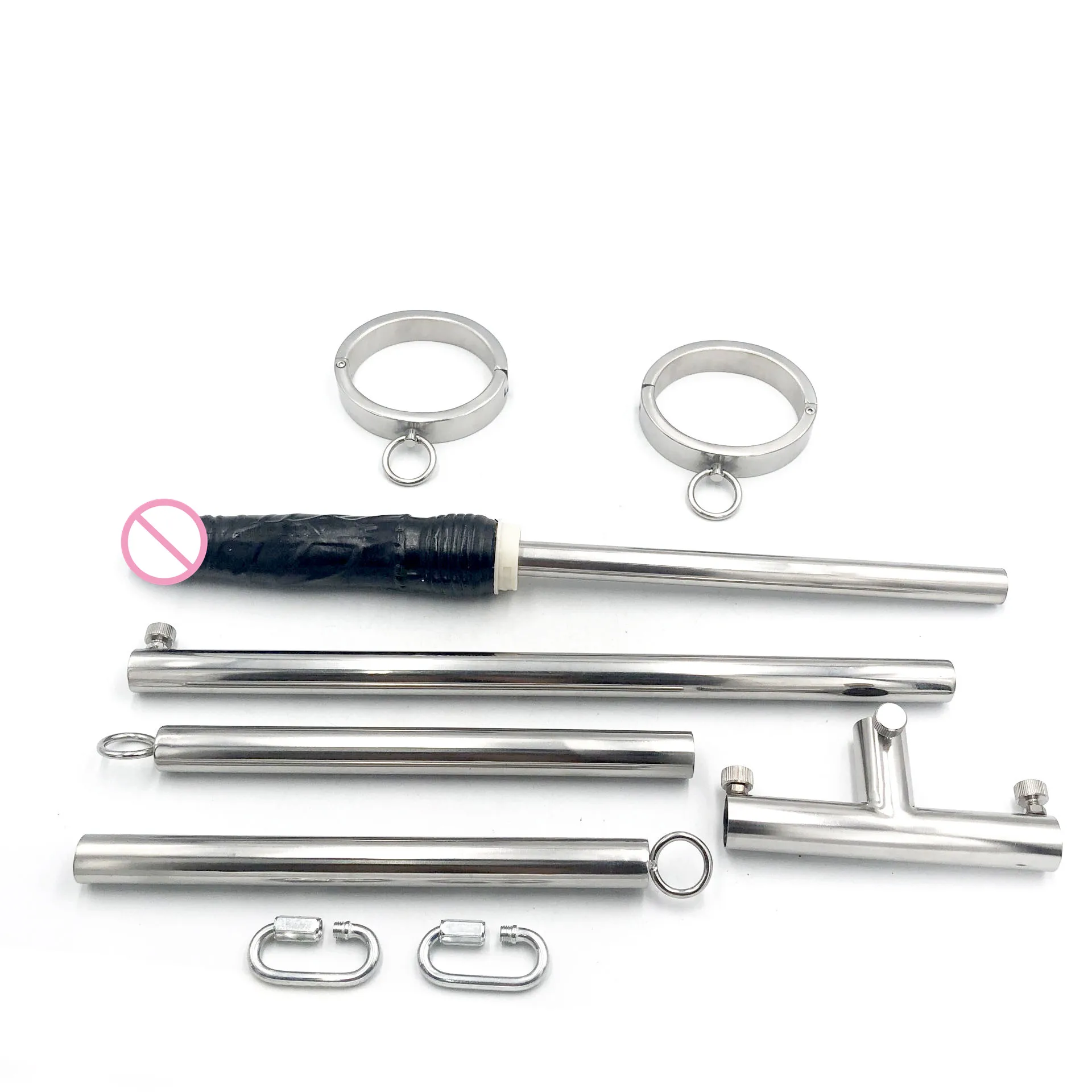 BDSM Bondage Device Anklecuffs Dildo Anal Plug Spreader Bar Open Leg Sex Toys For Couples Adult 18 Stainless Steel T Metal Frame
