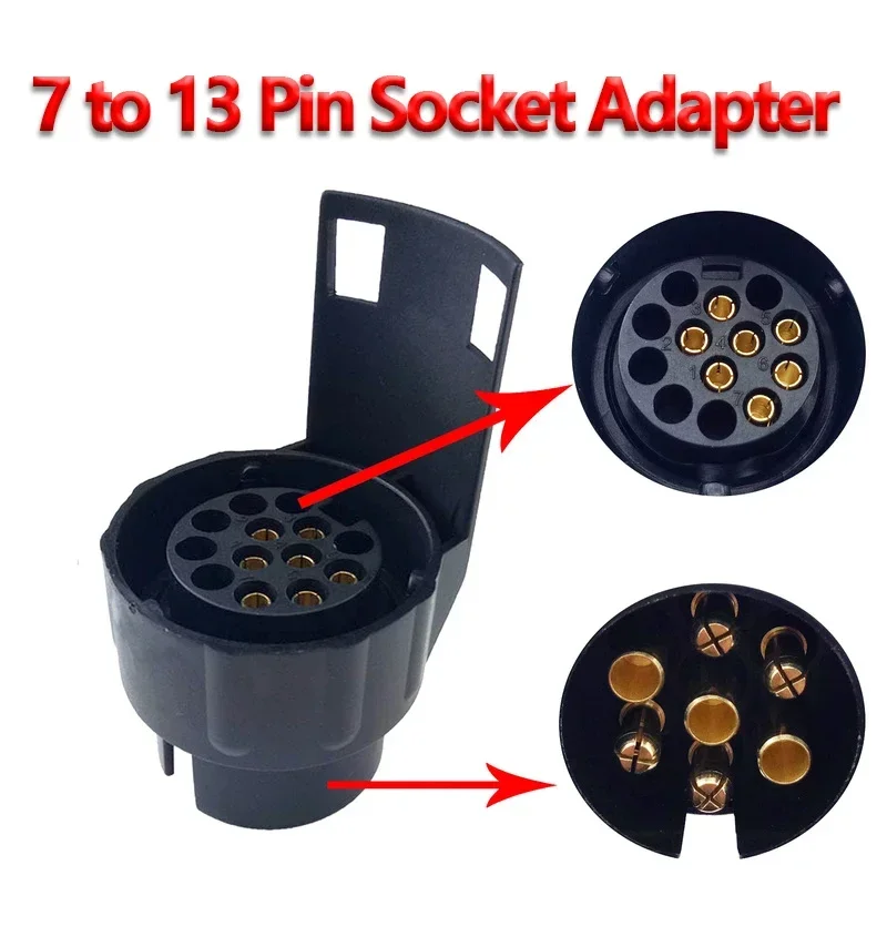 7 To 13 Pin Trailer Connector 12V Towbar Towing Plug Adapter RV Accessories Durable Waterproof Plugs Socket Adapter Protects u174 plug to mini xlr5 adapter universal audio extension cable aviation headset aux cord 5 pin xlr 5 connector durable