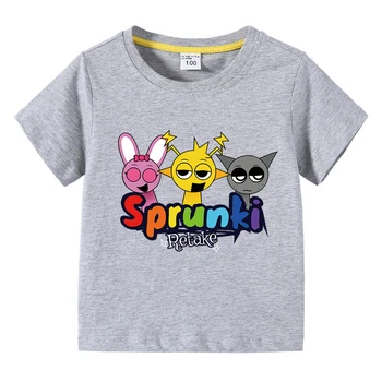 Cartoon Sprunki T Shirt Kids Incredibox Cotton T-shirts Toddler Girls Short Sleeve Tops Boys Summer Clothes Children's Clothing 4