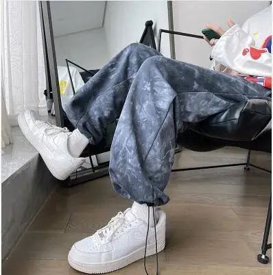 2022 Men's Fashion Trend Casual Pants Loose Drawstring Dyed Color Trousers Hip Hop Style Homme Joggers Sweatpants Size S-5XL harem outfit Harem Pants