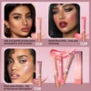 QIBEST Liquid Contour With Cushion Applicator For Cheeks Tint Natural Shimmer Finish Moisturizing Creamy Liquid Blush Highlight 2