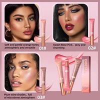 QIBEST Liquid Contour With Cushion Applicator For Cheeks Tint Natural Shimmer Finish Moisturizing Creamy Liquid Blush Highlight 2