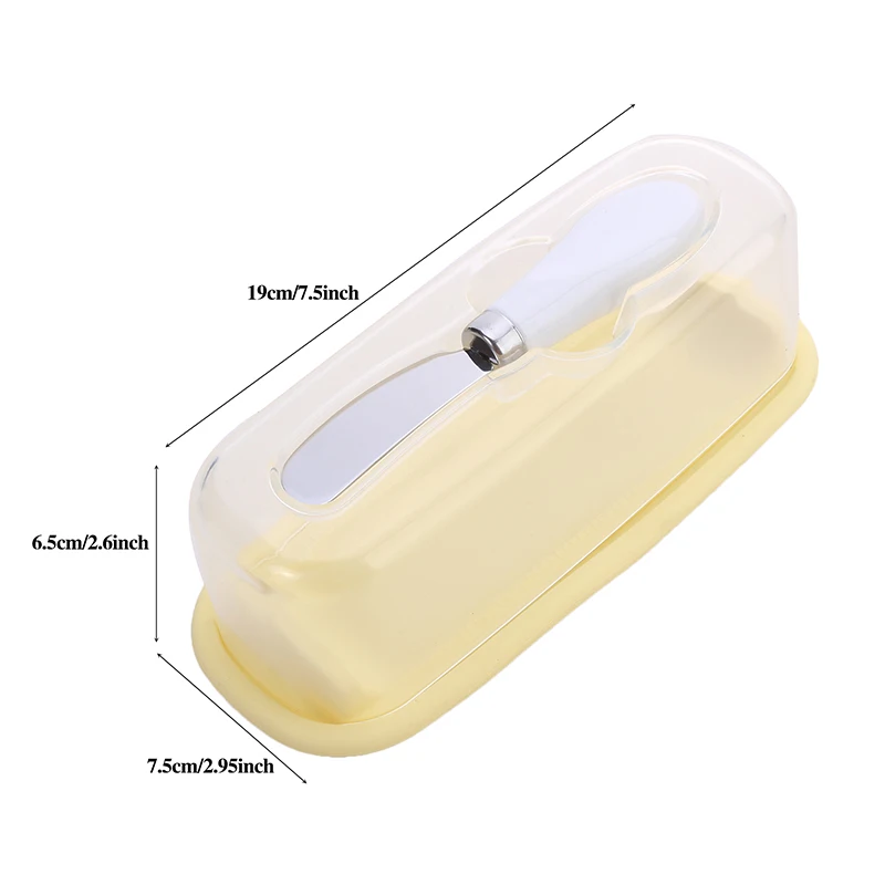 Butter Dish Lid Knife Square Cheese Storage Box Countertop Tray