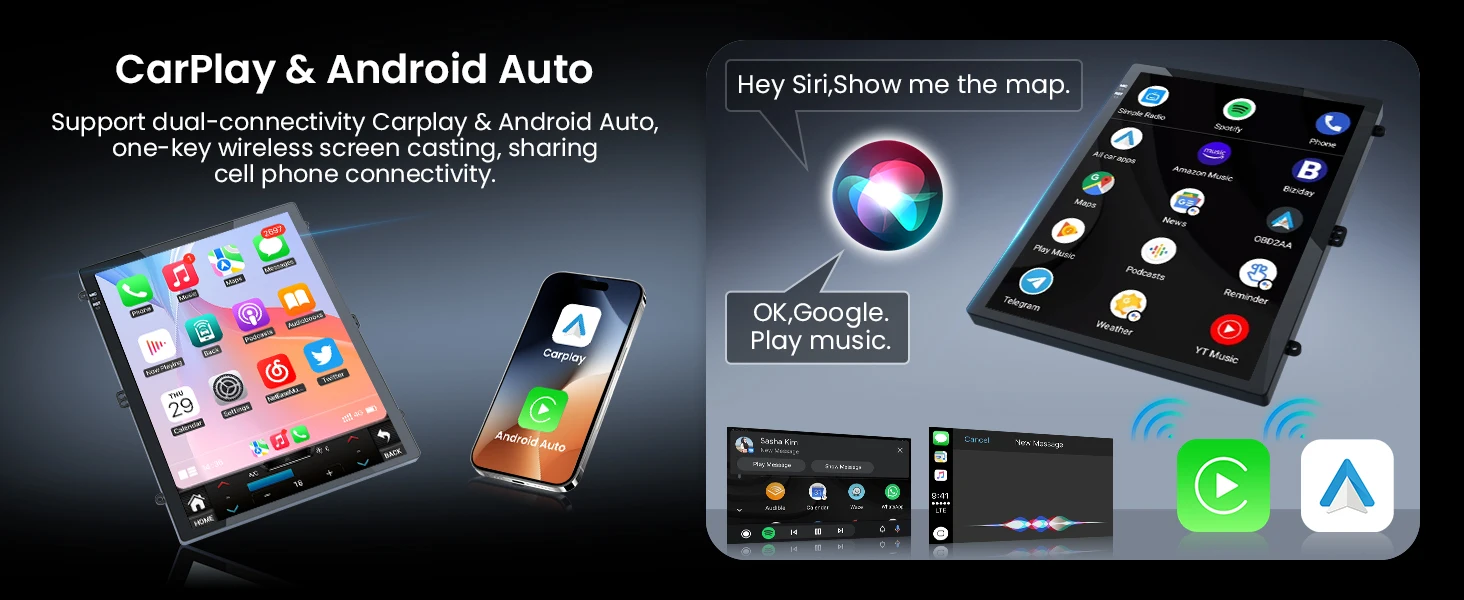 9,7 Zoll Carplay Display-Bildschirm für Ford Focus 3 Mk 3 2011 2012 - 2019 Multimedia-Player Tesla-Stil Android Auto 2din Head Unit – Detail 3