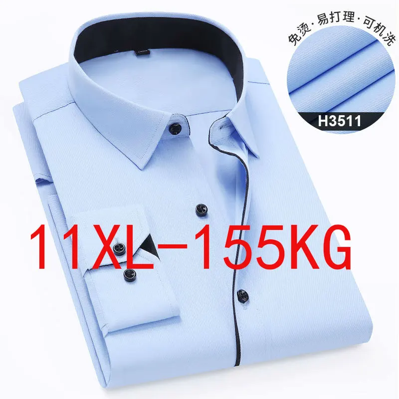 

10XL 11XL men's shirt long sleeve large fat spring/summer business casual wear high-quality fashion cotton work clothes