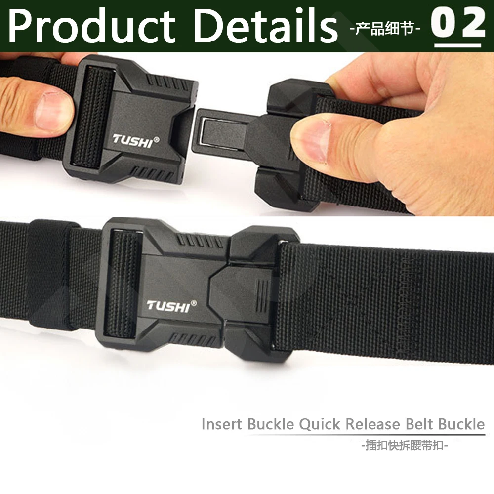 Tushi echte taktische Gürtel Aluminium legierung Schnalle Schnell verschluss elastischen Gürtel Casual Workwear Trainings gürtel Herren Hosen gürtel – Detail 8