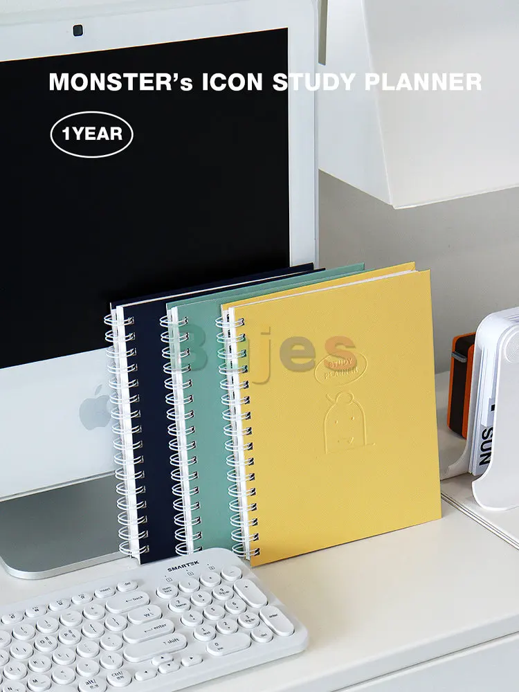 인디고 몬스터 아이콘 스터디 플래너, 휴대용 노트북, 주간 계획, 일정, 일기, 일기장, 메모, 1 년