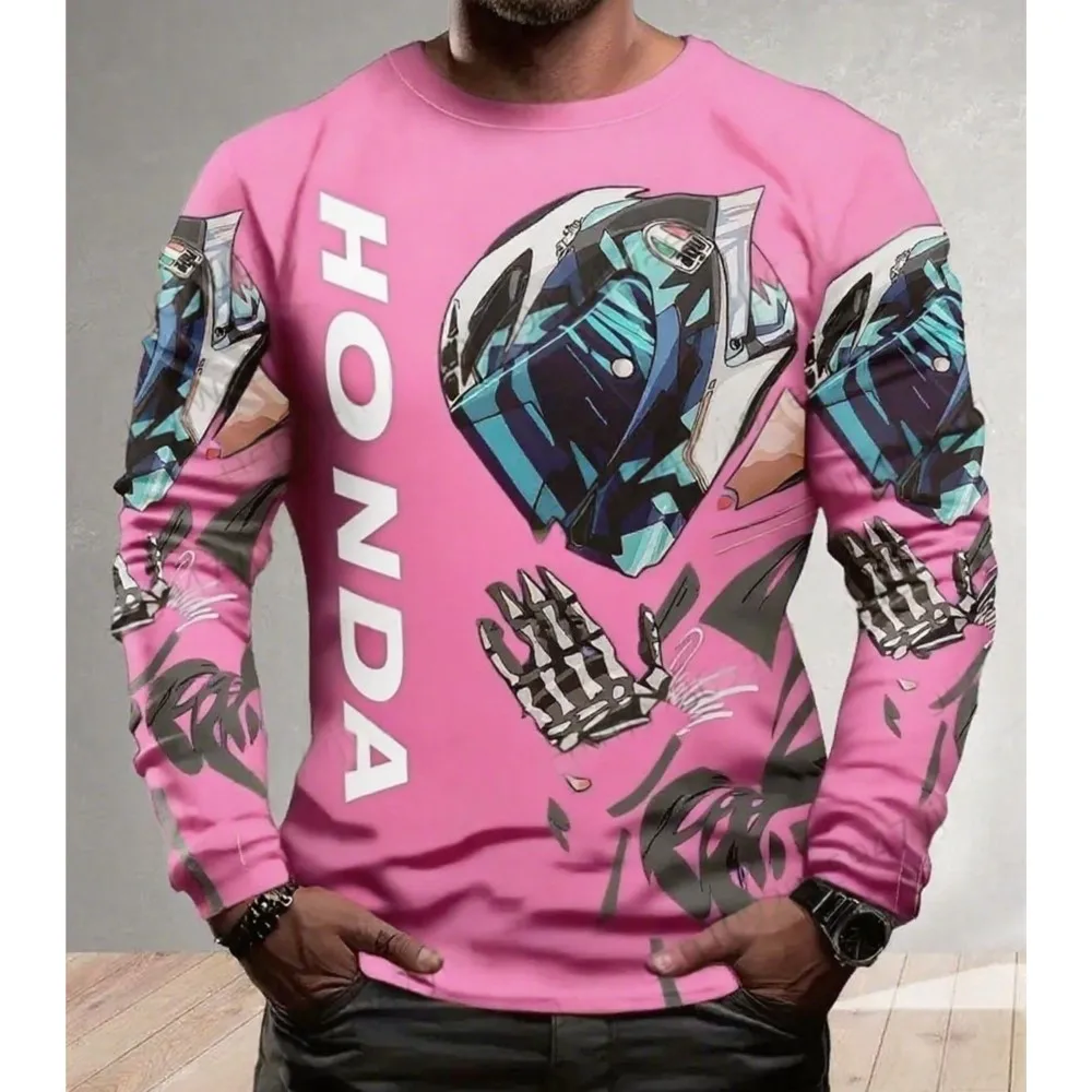 스켈레톤 핸드 모토시클리스타 바이커 데포르티바 혼다 빠른 건조 긴 소매 혼다 라이딩 티셔츠 남성과 여성을위한 탑