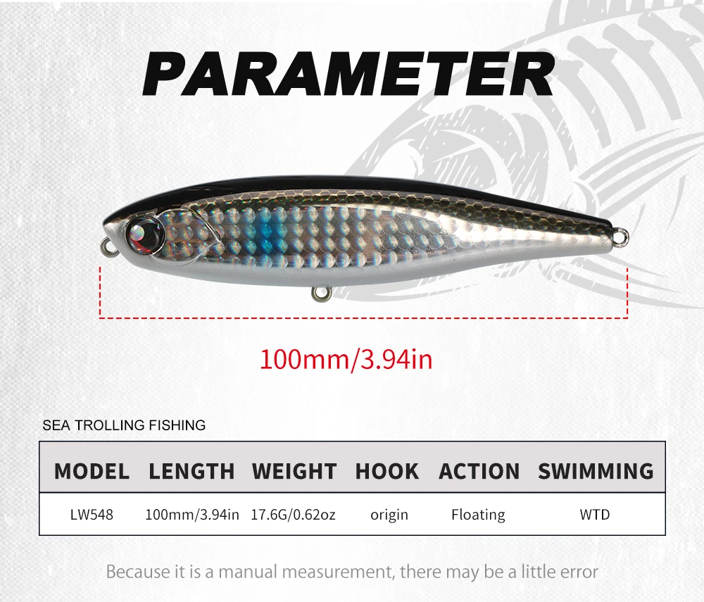 Hunthouse Topwater Bleistift-Angelköder, schwimmender Rasselball, harter Köder, WTD-Oberfläche, 100 mm, 17,6 g, Salzwasser für Hecht, Barsch, Fischgerät – Detail 5