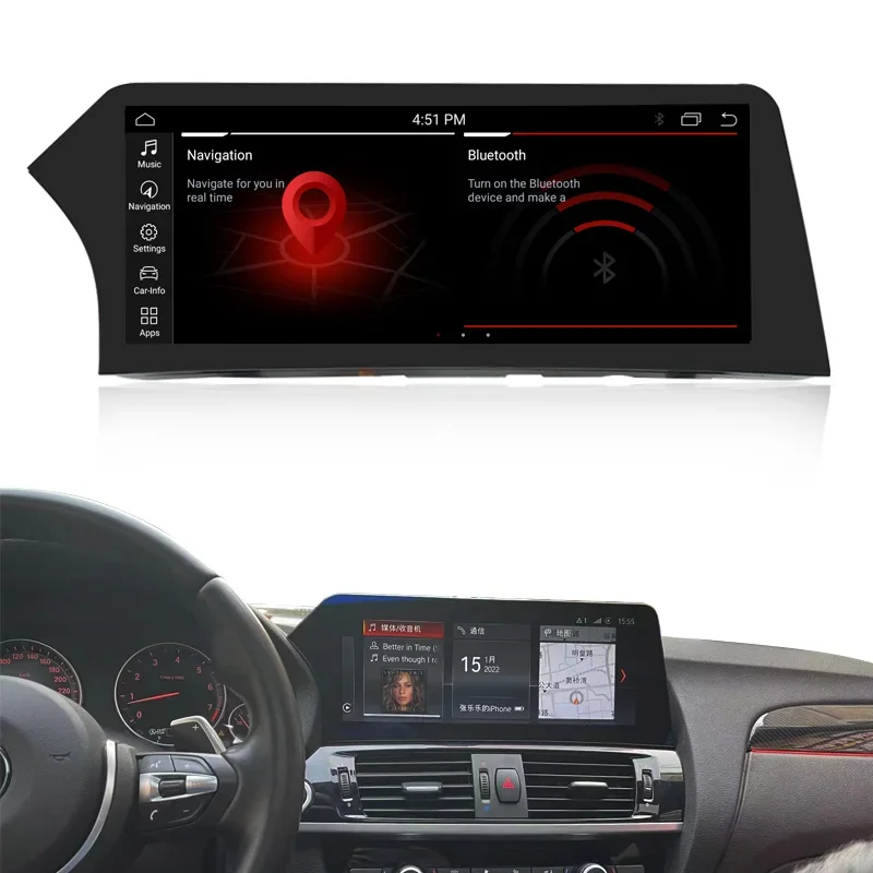 

Заводская цена 1920*720 Blue Ray 12,3 "Android 11 6 + 128GB обновленный дисплей для BMW X3 F25 X4 F26 Автомобильная навигационная система GPS