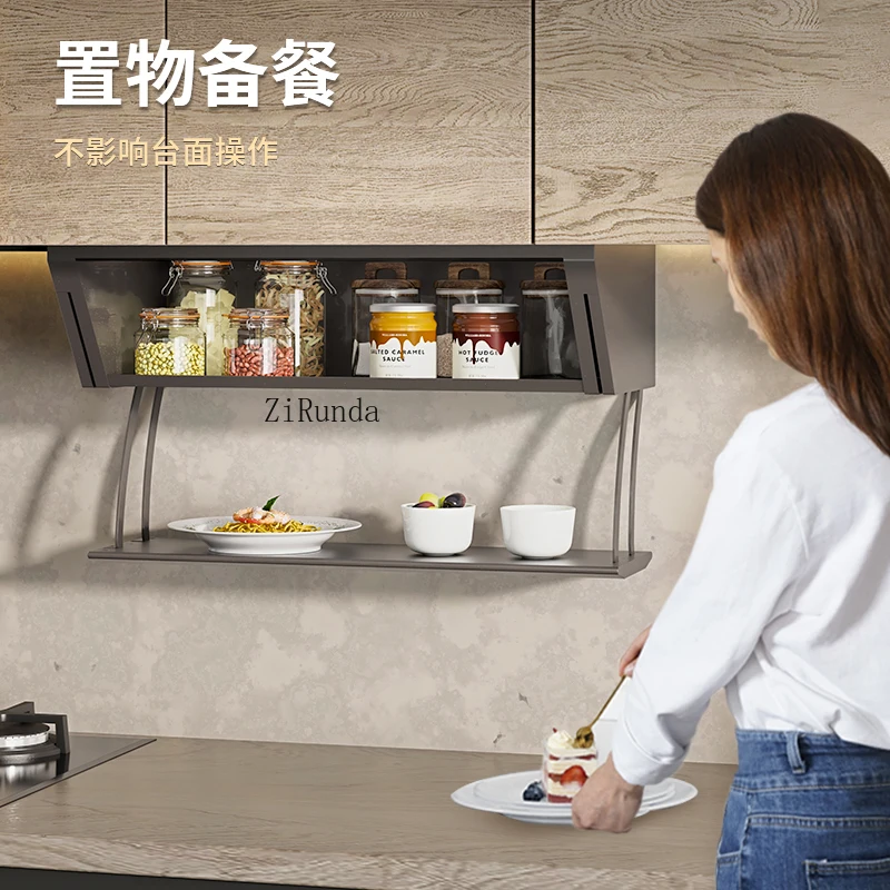 Kitchen Shelf Double-layer Cabinet Storage Hanging Cabinet Pull-down Hanger Bowl Rack Pull Basket