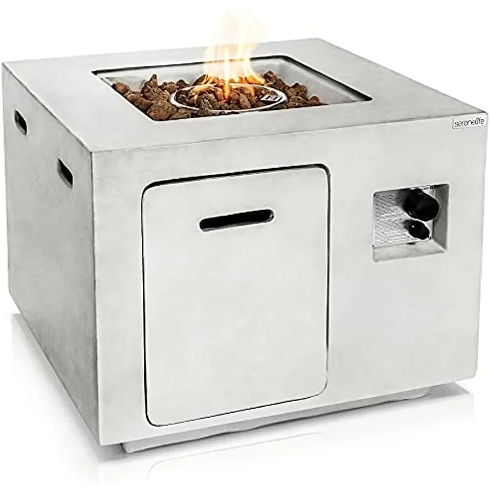 Outdoor Propane Fire Pit Table - CSA/ETL Certified Safe 40,000BTU Pulse Ignition Weatherproof Square Propane Gas Fire Table