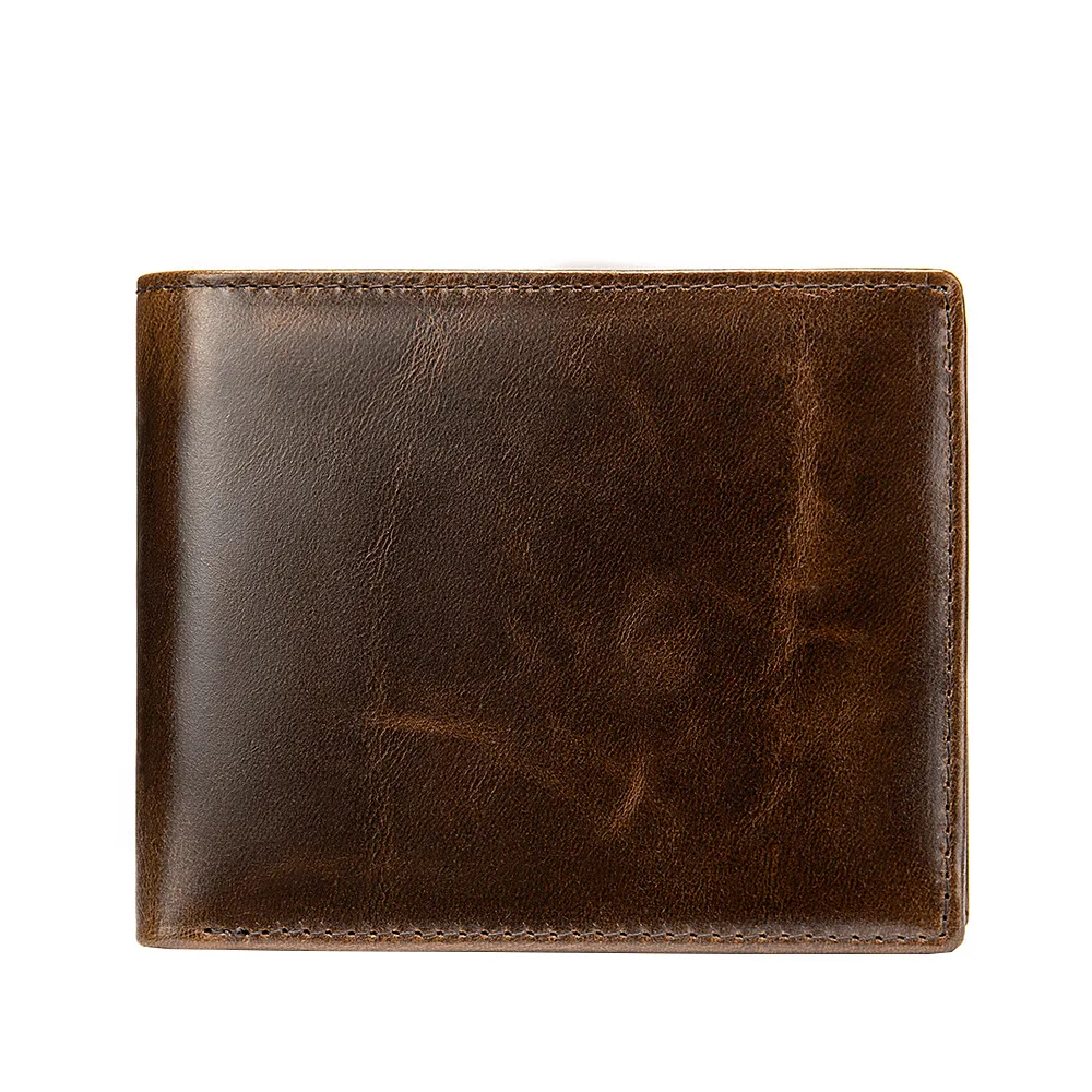 Cow Leather Short Men Wallet RFID Design Casual Bifold Wallet Credit Card Holder Luxury Male Purse Coin Pocket Money Bag