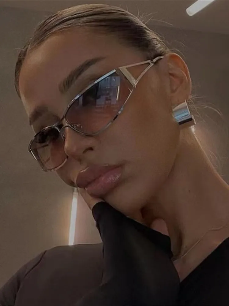 Vintage Inspired Oversized Gradient Steampunk Sunglasses With Mirror Lenses