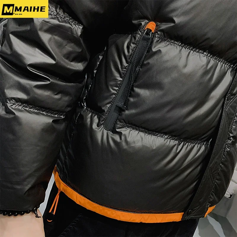 luxury Bomber Jacket Down Jacket Men's Short 2023 New Winter Clothing Men's Bright White Duck Down Lightweight Warm Hooded Coat
