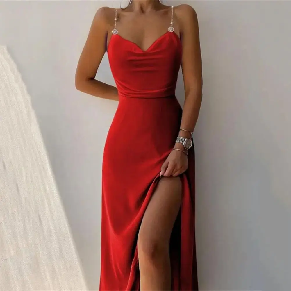 

Соблазнительное женское длинное платье 2023, облегающее однотонное вечернее платье без рукавов с рюшами и разрезом сзади, Клубная одежда, женское платье, наряды