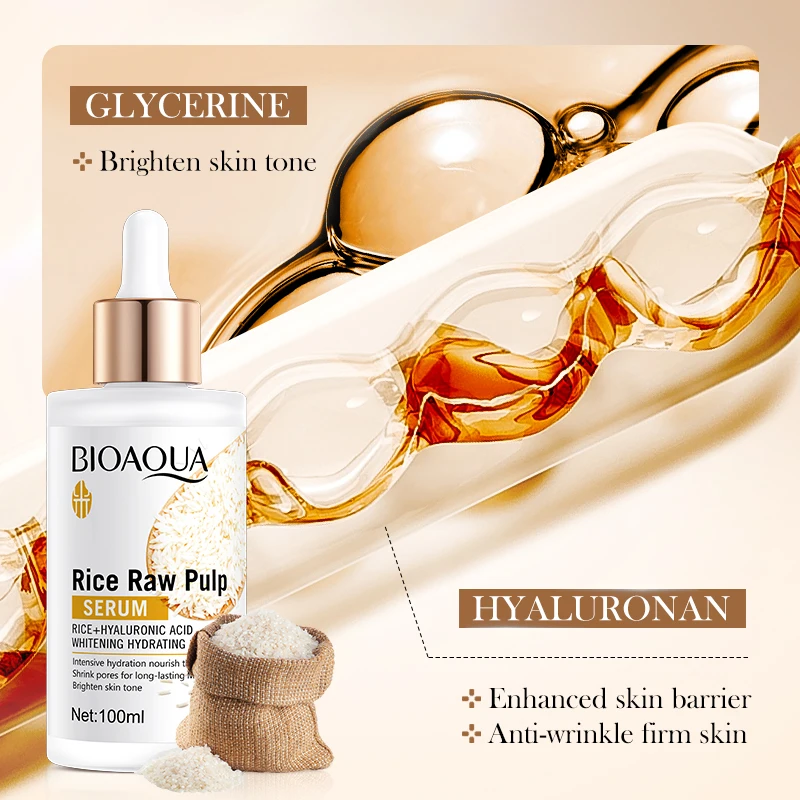BIOAQUA White Rice Face Serum Moisturizing Anti Wrinkles Anti-Aging Whitening Facial Essence Skin Care for Face